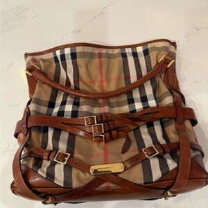Burberry Bridle Gosford hobo Tan and Brown Check Shoulder Bag